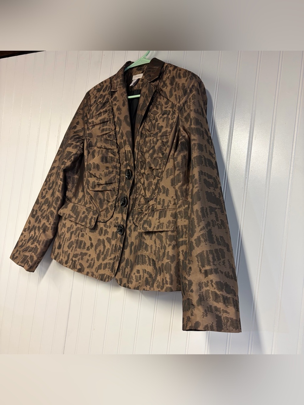 Chico's Brown Animal-Print Tailored Blazer Size 1 Medium - Picture 2 of 4